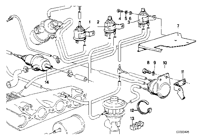 1984 BMW 633CSi Vacuum Control - AGR Diagram 1