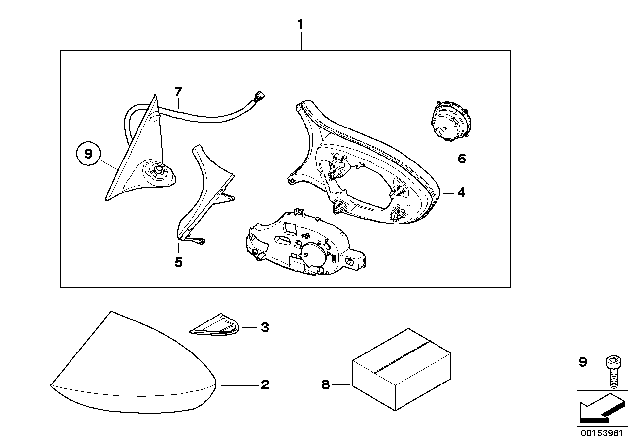 2011 BMW 1 Series M Exterior Mirror Without Glass, Heated, Left Diagram for 51168051913