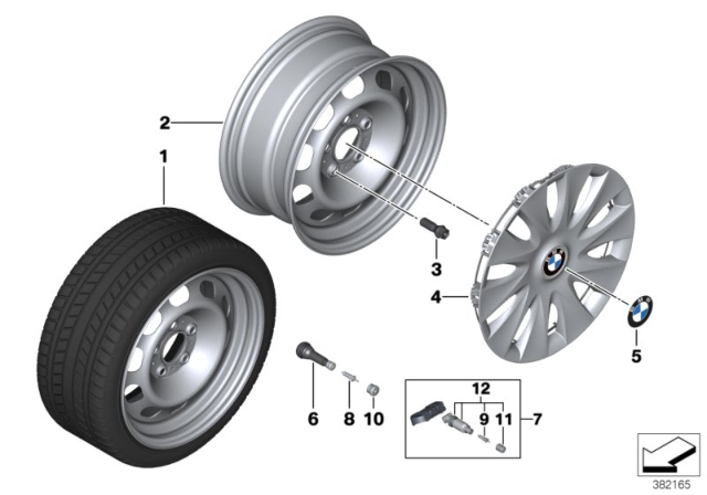 2017 BMW 320i xDrive Steel Rim Diagram