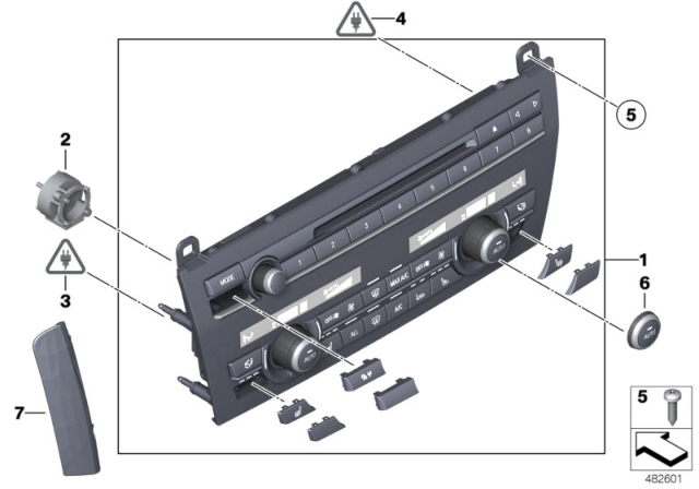 2010 BMW 750i Radio And A/C Control Panel Diagram 1