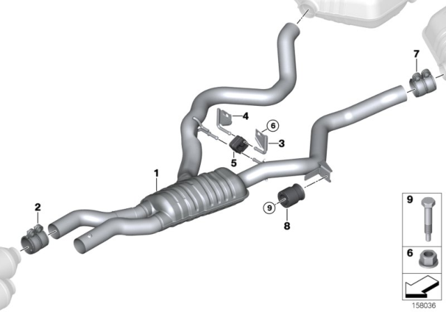 2007 BMW 335xi Centre Silencer With Tubes Diagram for 18307553826
