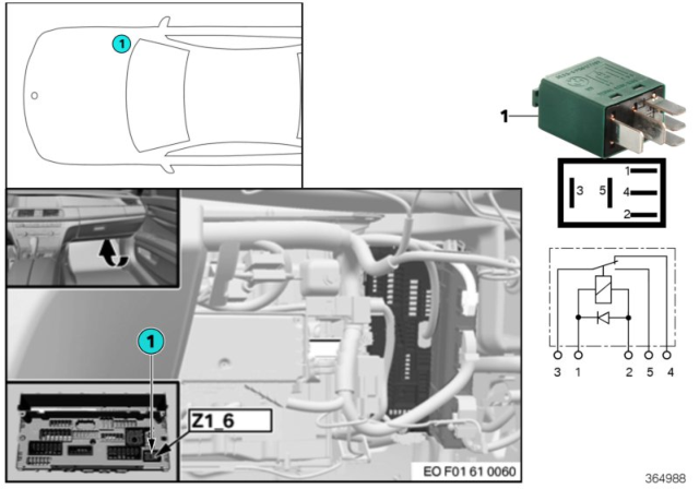 2013 BMW X3 Relay, Rear Wiper Diagram