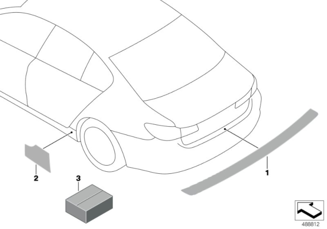 2010 BMW 550i GT xDrive Loading Edge Protective Film,Transparent Diagram for 51912155970