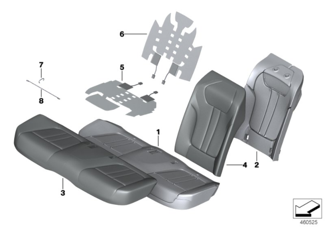 2018 BMW Alpina B7 Seat, Rear, Cushion & Cover Diagram 1