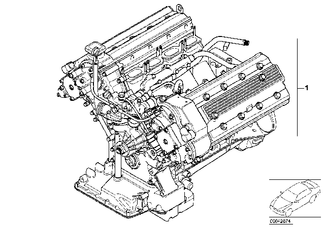 2000 BMW M5 Exchange Short Engine Diagram for 11001407803