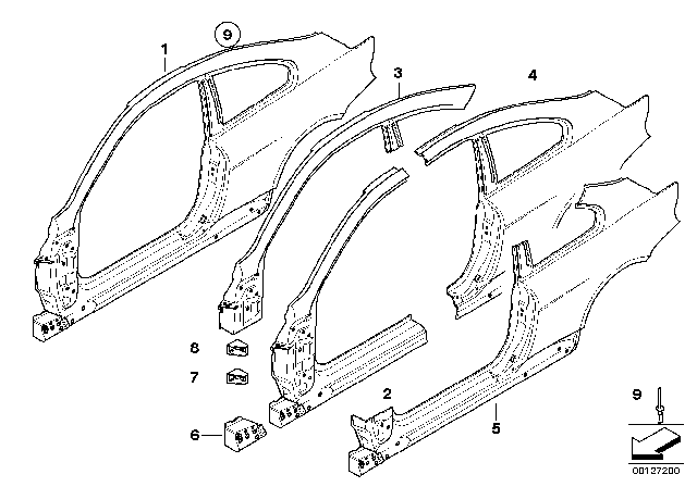 2009 BMW 650i Side Frame Diagram