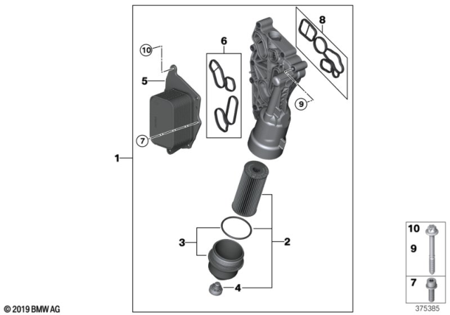 2014 BMW i8 Lubrication System - Oil Filter, Heat Exchanger Diagram