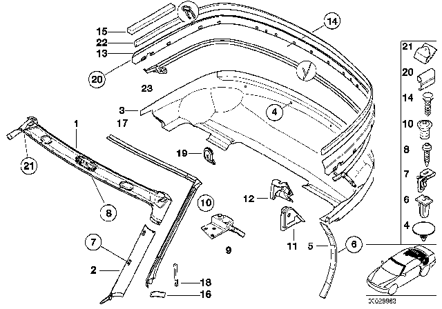 1999 BMW Z3 Interior Body Trim Panel Diagram 1