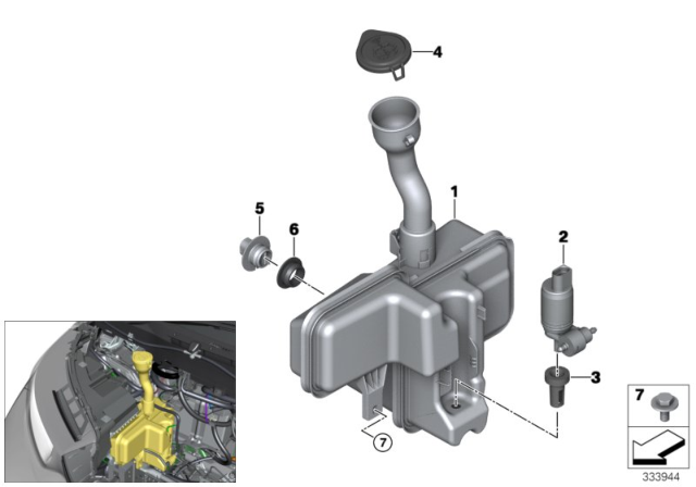 2015 BMW i3 Windshield Cleaning Container Diagram