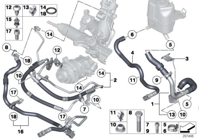 2011 BMW 760Li Hydro Steering - Oil Pipes Diagram