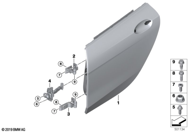 2020 BMW 228i xDrive Gran Coupe Rear Door - Hinge / Door Brake Diagram