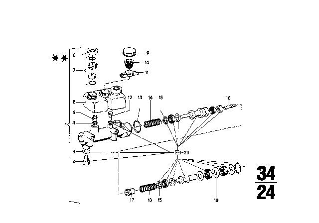 1968 BMW 2002 Brake Master Cylinder Repair Kit Diagram for 34311113655