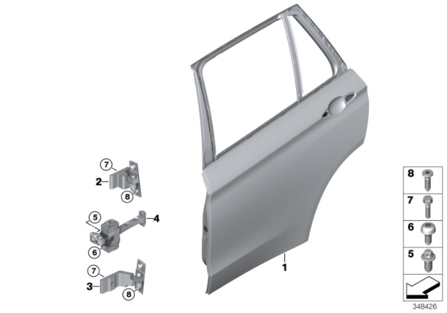 2018 BMW X5 Rear Door - Hinge / Door Brake Diagram