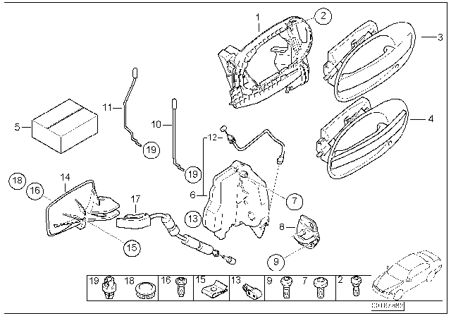 2006 BMW 760Li Bowden Cable, Outside Door Handle, Rear Diagram for 51227061461