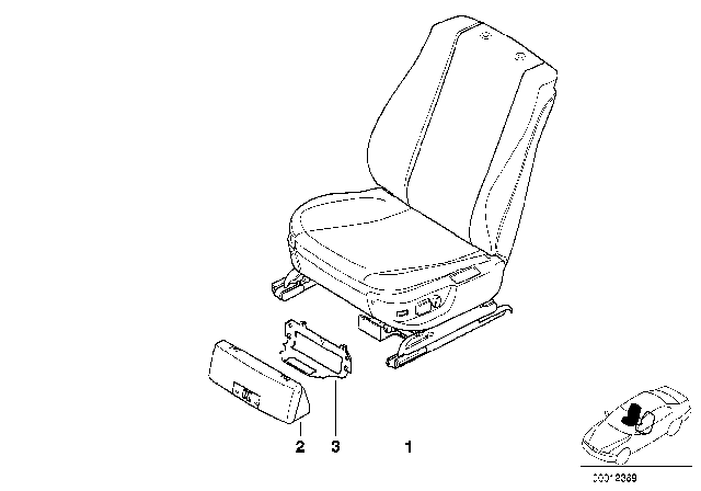 2001 BMW 750iL Seat, Front, Complete Seat Diagram 3