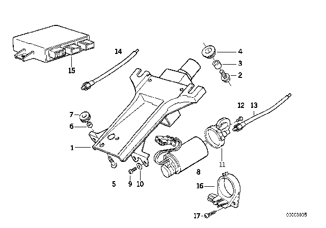 1991 BMW 535i Steering Column - Electrical Adjust. / Single Parts Diagram