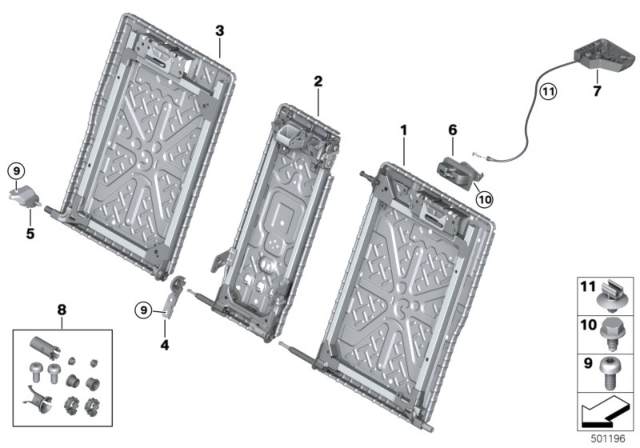 2020 BMW M8 Backrest Frame For.Thro.Load.Facility Center Diagram for 52207385900