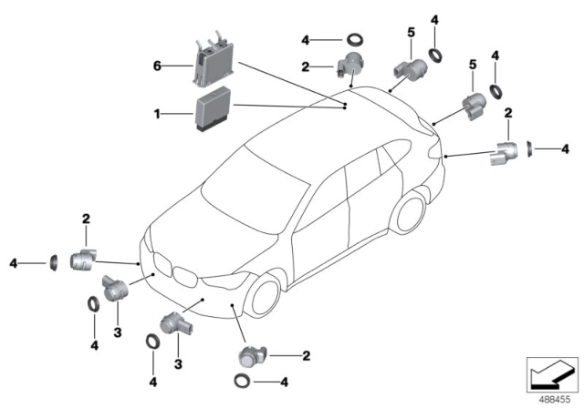 2020 BMW X2 Ultrasonic Sensor Frozen Grey Diagram for 66208090824