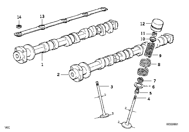 1993 BMW 740i Engine Exhaust Valve Diagram for 11341435482