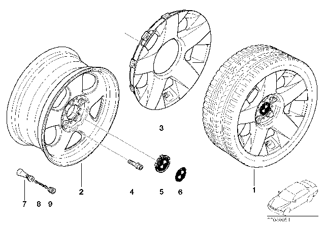 2005 BMW 745Li BMW LA Wheel, Star Spoke Diagram 2