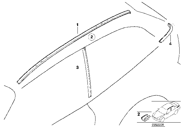 2002 BMW Z3 Roofledge Right Diagram for 51138399292