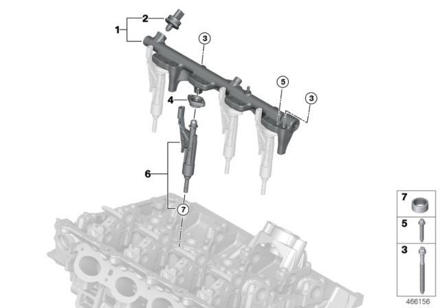 2017 BMW 430i High-Pressure Rail / Injector Diagram