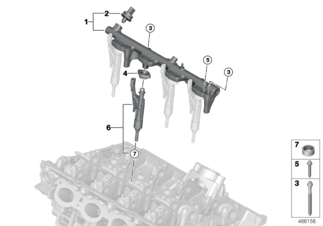 2018 BMW 430i High-Pressure Rail / Injector Diagram