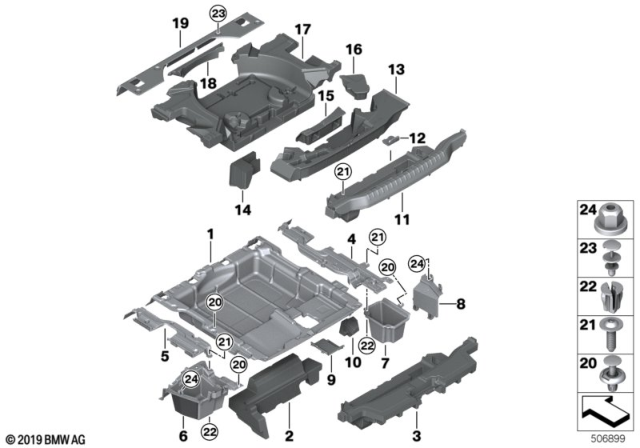 2019 BMW X3 Storage Tray, Luggage-Compartment Floor Diagram