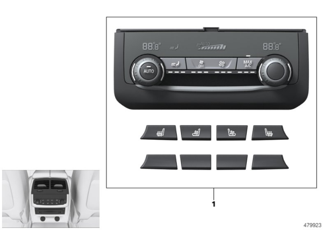 2019 BMW M550i xDrive Heating / Air Conditioner Actuation Rear Diagram