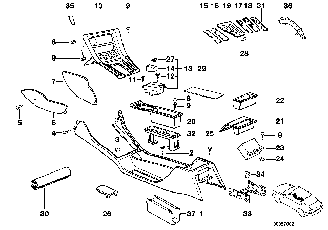 1996 BMW 840Ci Cover, Gear Selecting Lever Diagram for 51168191545