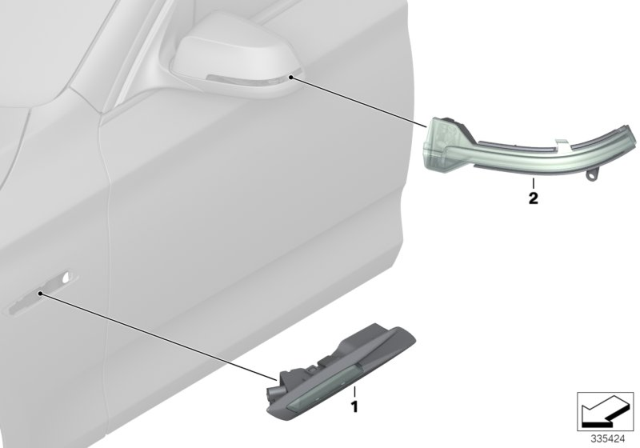 2013 BMW 550i GT xDrive Additional Turn Indicator Lamp, Right Diagram for 63137199634