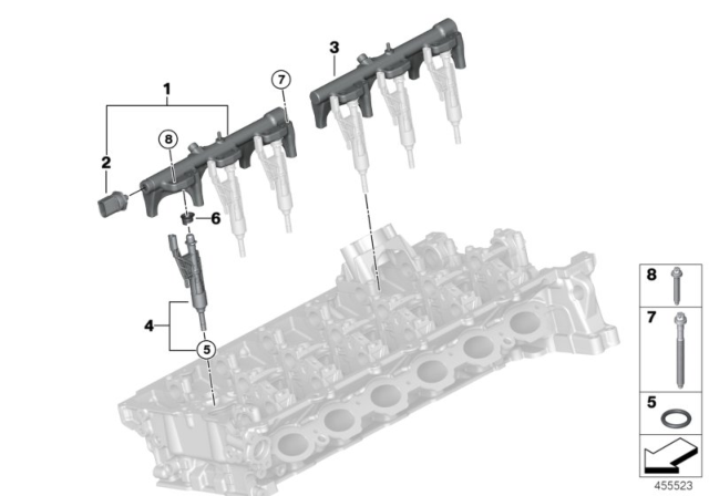 2020 BMW X6 High-Pressure Rail / Injector Diagram