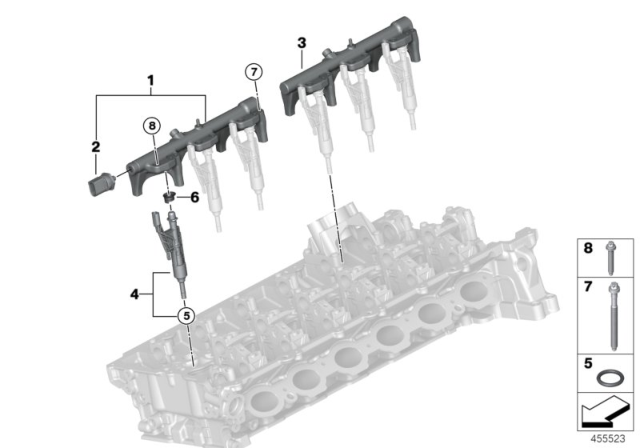 2020 BMW 440i High-Pressure Rail / Injector Diagram