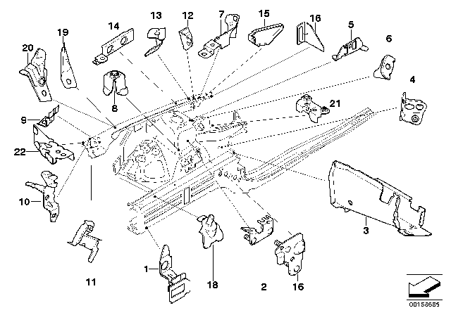 2011 BMW 328i Front Body Bracket Diagram 2