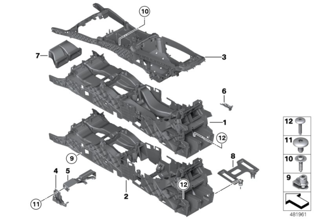 2012 BMW 550i GT xDrive Carrier, Centre Console Diagram