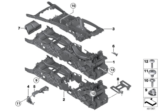 2011 BMW 535i GT Carrier, Centre Console Diagram