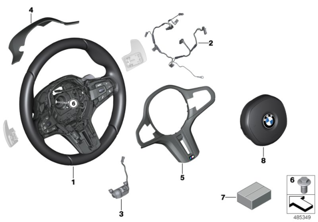 2018 BMW M5 M Sports Steering Wheel, Airbag Diagram