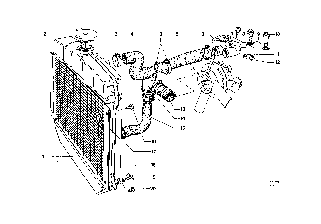 1969 BMW 2000 Cooling System - Water Hoses Diagram