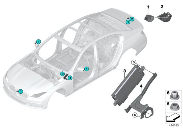 2017 BMW 530i Surround View Diagram