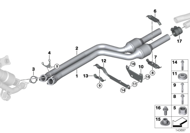 2009 BMW 328i Catalytic Converter / Front Silencer Diagram