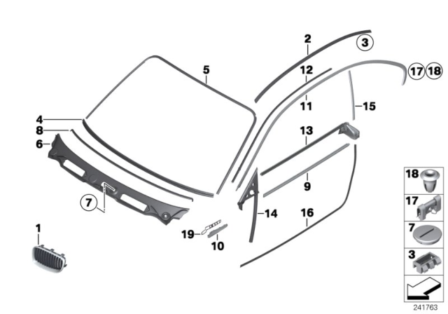 2011 BMW 1 Series M Roof Moulding Prime-Coated Right Diagram for 51132996978