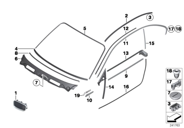 2009 BMW 128i Exterior Trim / Grille Diagram