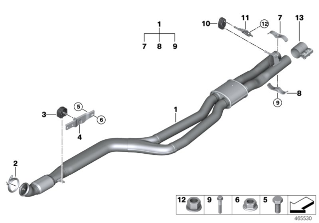 2017 BMW X4 Front Silencer Exhaust Pipe Diagram for 18308648217