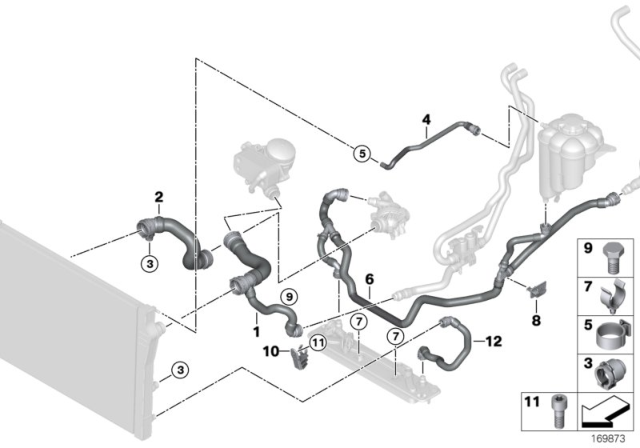 2011 BMW X6 Cooling System - Water Hoses Diagram