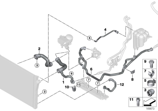 2014 BMW X5 Cooling System - Water Hoses Diagram