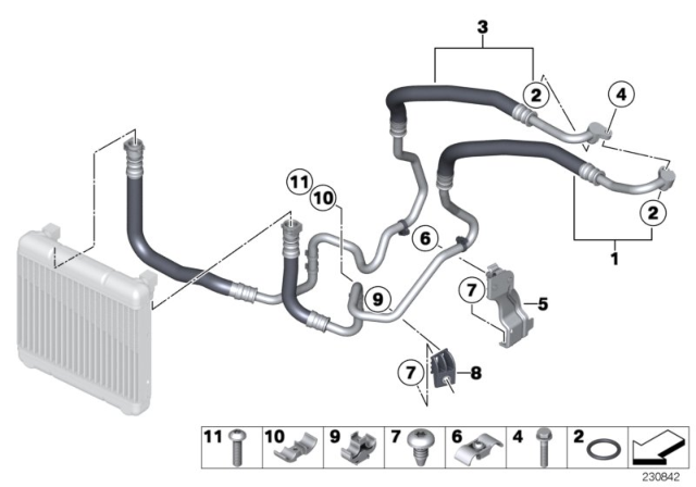 2011 BMW 535i GT xDrive Oil Cooling Pipe Outlet Diagram for 17227593001