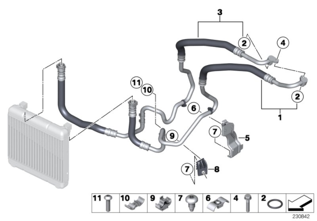 2011 BMW 535i GT xDrive Bracket, Oil Cooler Line Diagram for 17227594313