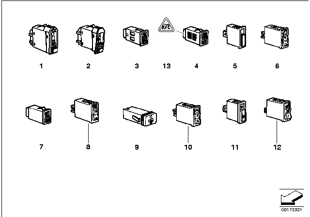 1997 BMW 850Ci Various Switches Diagram 2