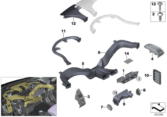 2018 BMW i3s Left Floor Heater Duct Cover Diagram for 51169284989