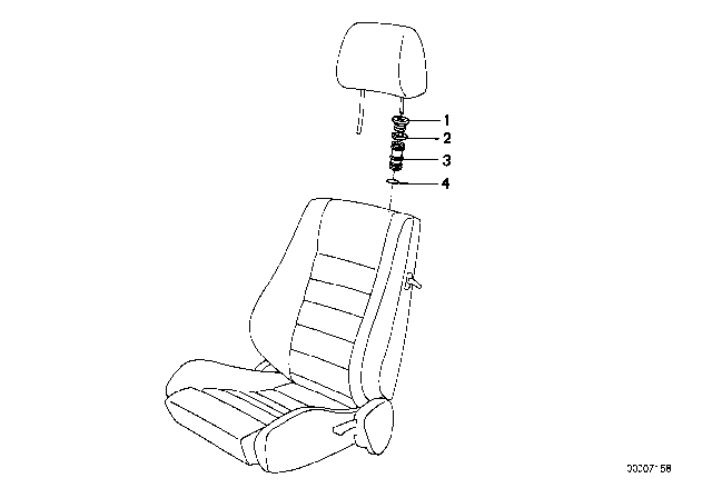 1988 BMW M5 BMW Sport Seat Headrest Guide Diagram